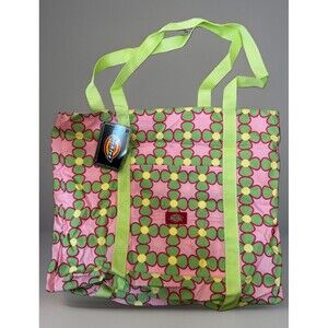 NWT Dickies Oversized Tote Bag Retro Pink Green Flower Power Daisy Utility Shop